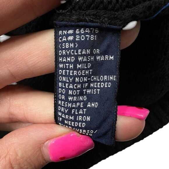 Vintage Y2K Tommy Hilfiger Women Embroidered Crest Turtleneck Sweater Black Sz S - Picture 6 of 9